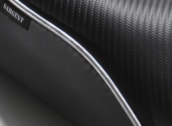 World Sport Motorcycle Seat for the Suzuki DL 650 2012-2016 Low Version with CFX and silver welt.